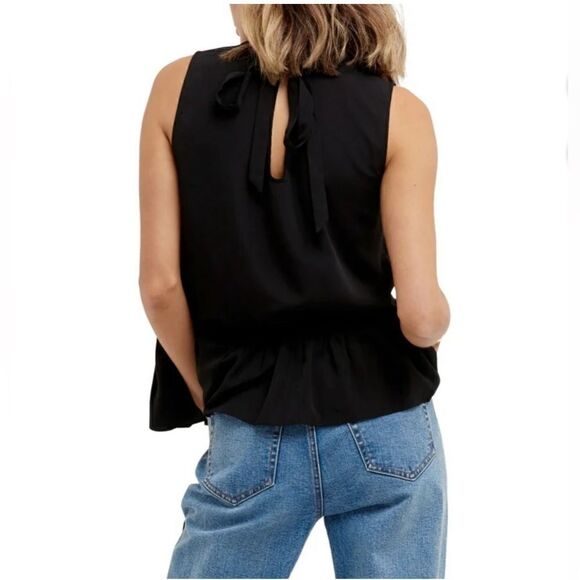 Cooper St Black Sleeveless Ditsy Ruffle Hem Peplum Shift Top NWT - Picture 3 of 9